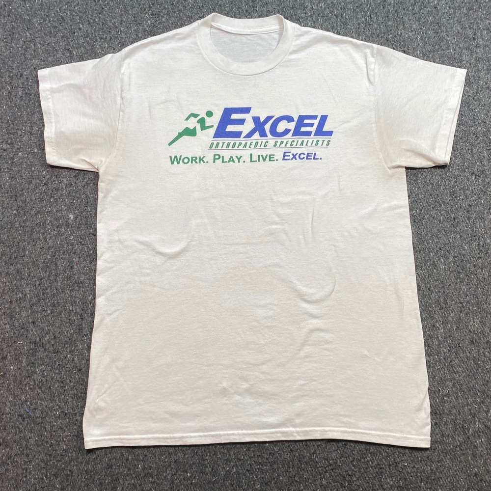 TShirt Sz L Mens White Skater Excel Orthopaedic Specialists Graphic Tee